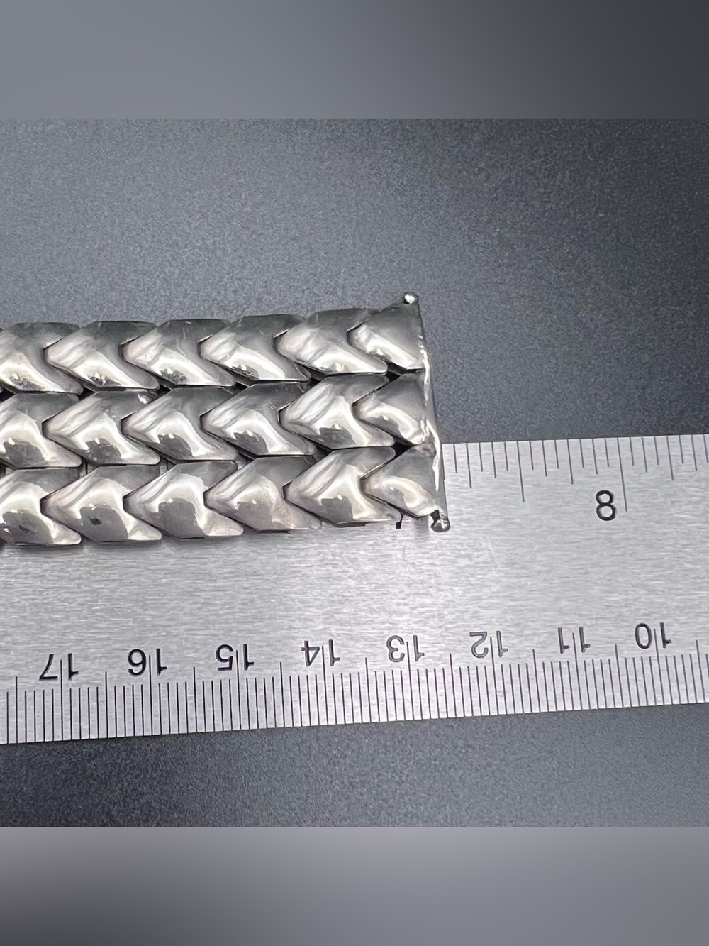Sterling Silver Modernist Italian Wide Flex Link Bracelet - Picture 11 of 12